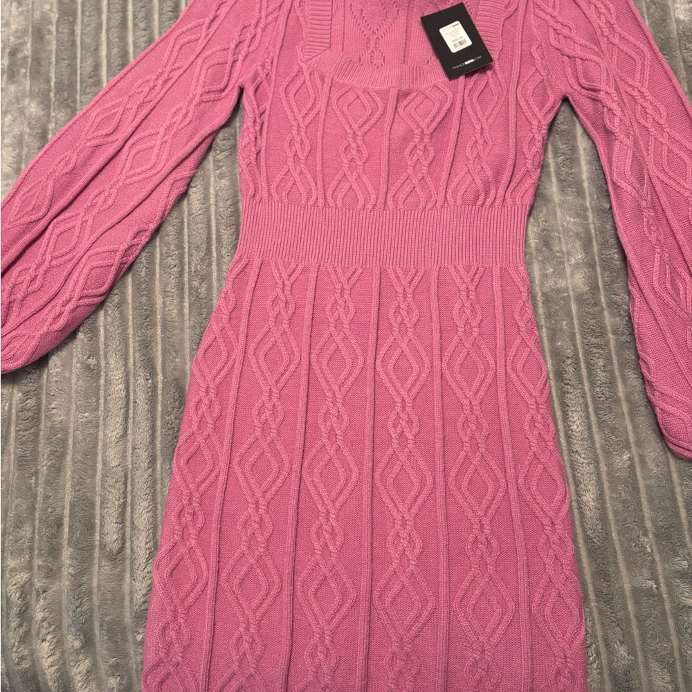 Pink Cable Knit Dress